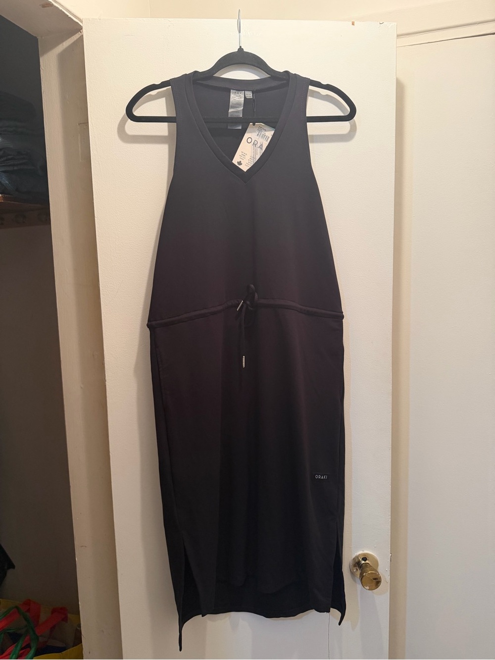 Oraki Black Sleeveless Drawstring Maxi Dress